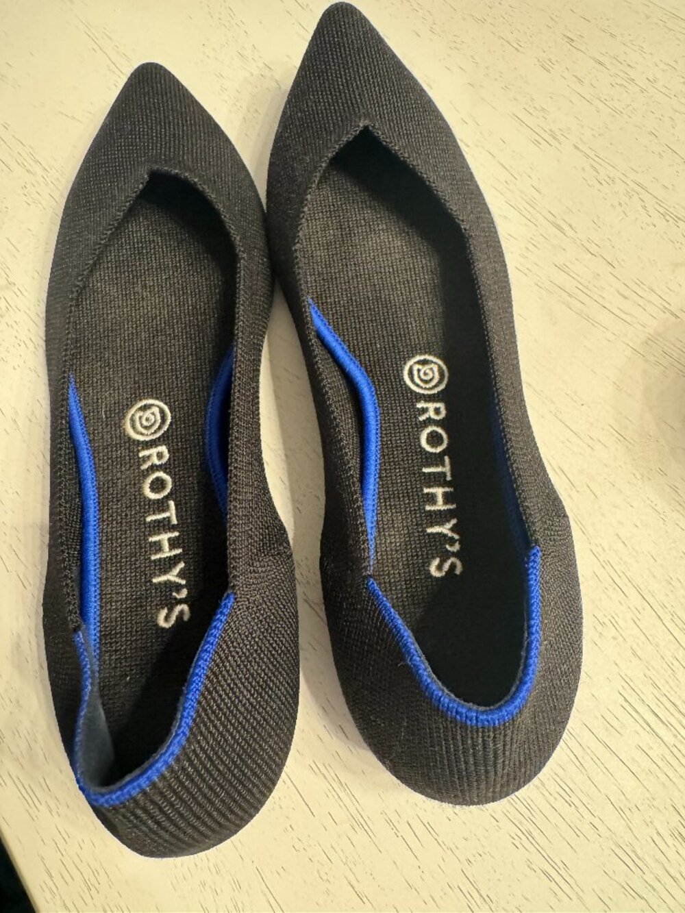 Rothy's Black Pointed Toe Flats, size 9.5
